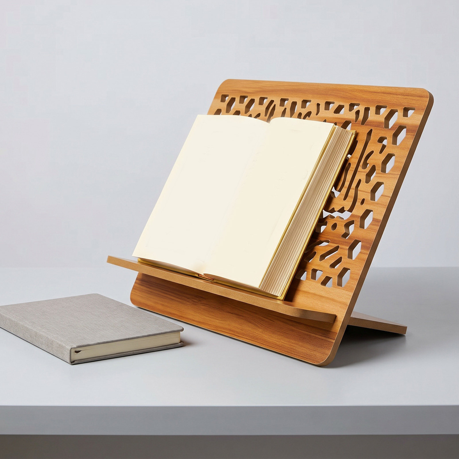 Home Quran - Wood Bible Stand Carved Thick Panels
