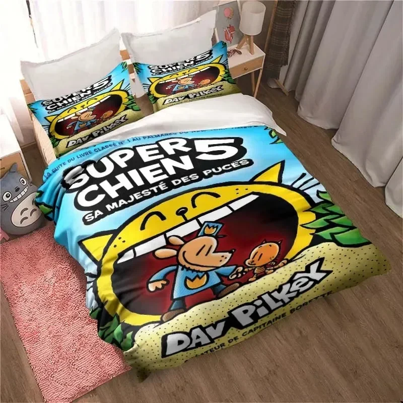 Linen Duvet Cover - DOG MAN Cute Cartoon Pattern Printed