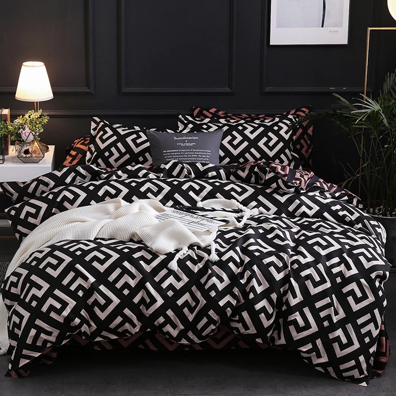 Linen Duvet Cover - Luxury Black Bedding Comforter Set with
