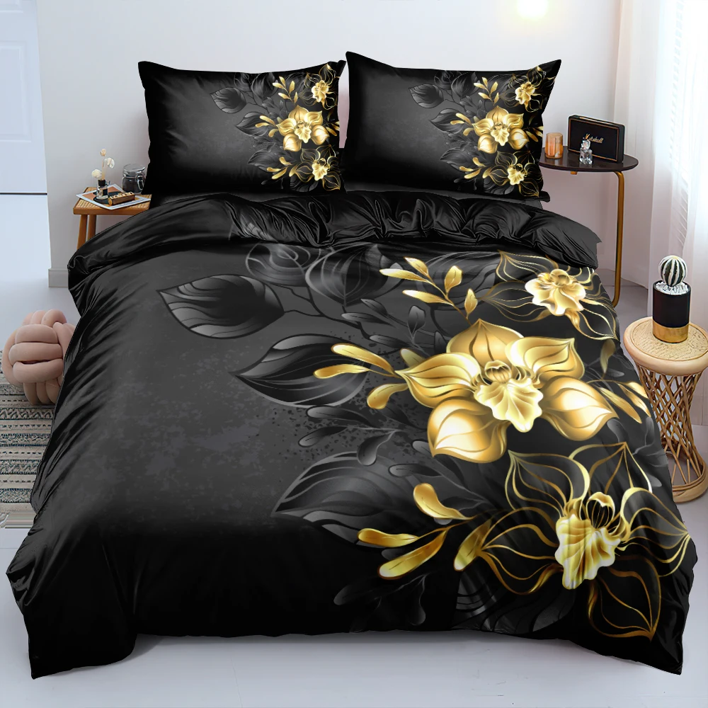 Linen Duvet Cover - 3D Design Flowers Duvet Cover Sets