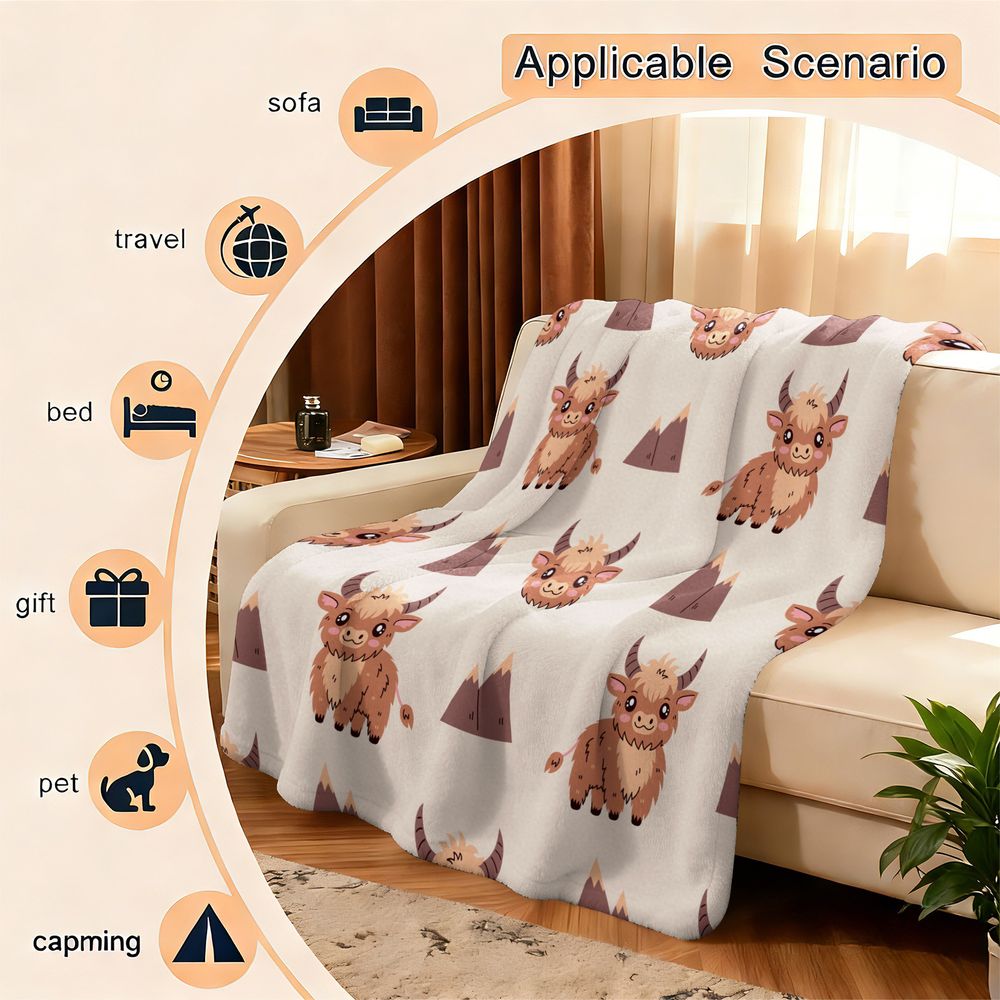 Cute Highland Cow Print Flanne - огляд і ціна Highland Home Textiles