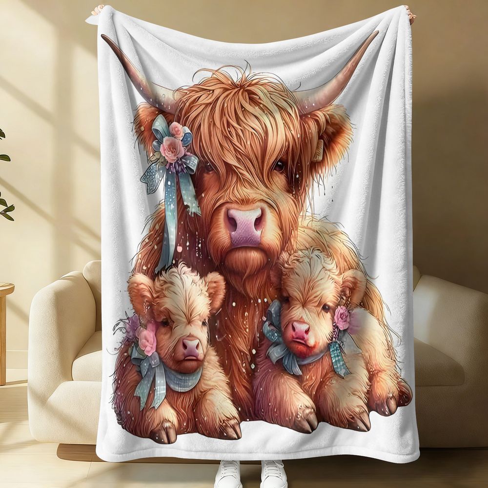 Highland Cow Print Blanket Fla - огляд і ціна Highland Home Textiles