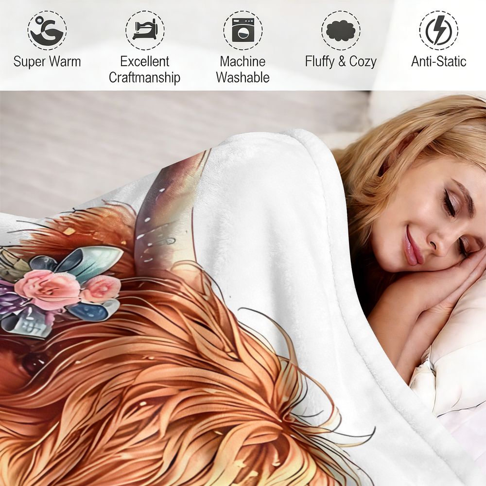 Highland Cow Print Blanket Fla - огляд і ціна Highland Home Textiles