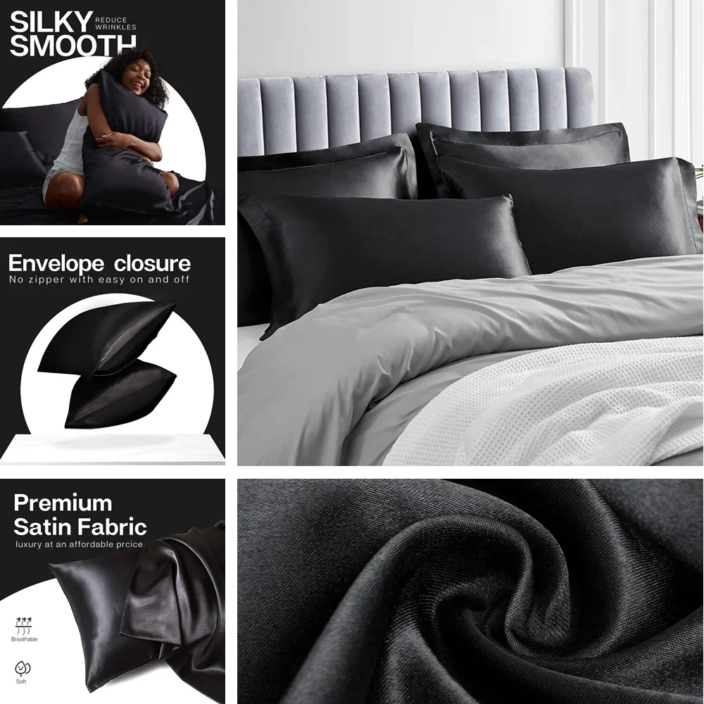2 Pack Satin Pillowcase for Ha - огляд і ціна Home Textiles Super Soft