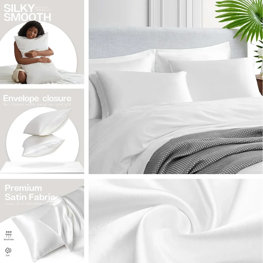 2 Pack Satin Pillowcase for Ha - огляд і ціна Home Textiles Super Soft