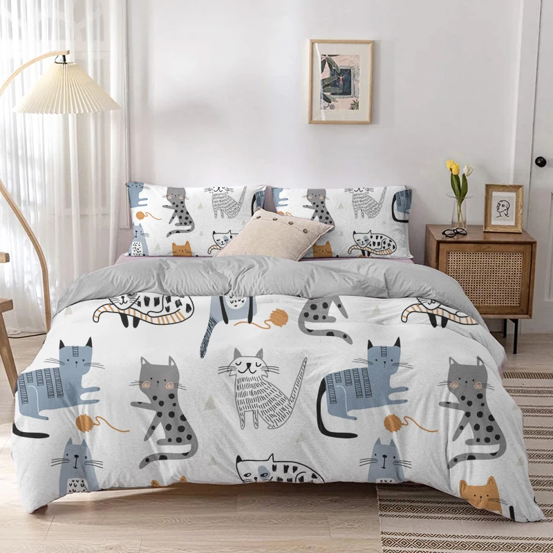 Cartoon Cat Duvet Cover Set Ca - огляд і ціна Linen Duvet Cover