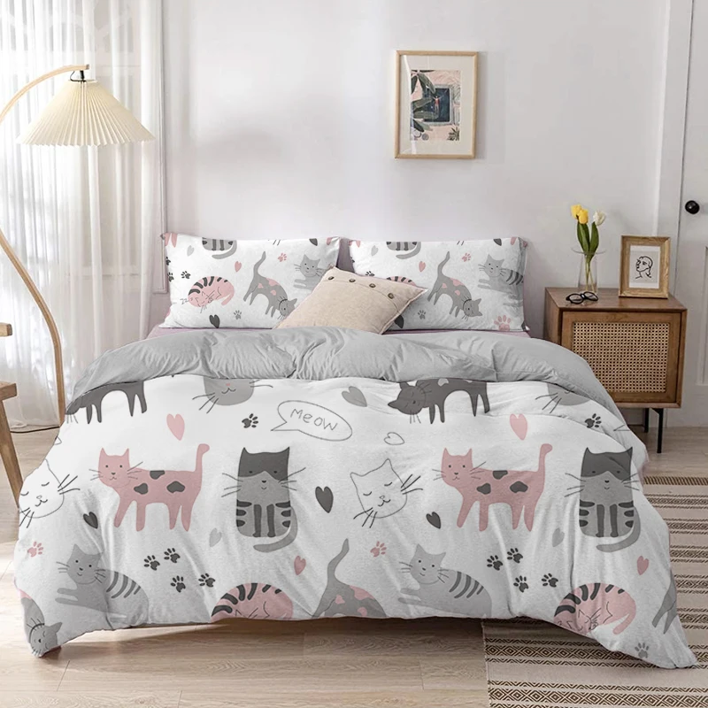 Cartoon Cat Duvet Cover Set Ca - огляд і ціна Linen Duvet Cover